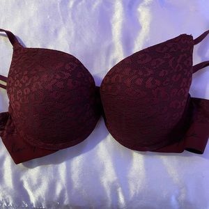 Pink maroon leopard print 32c one cup push up bra